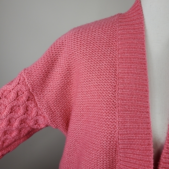 Gap Pink Wool Open Cardigan Cable Knit Sleeves - Picture 5 of 12